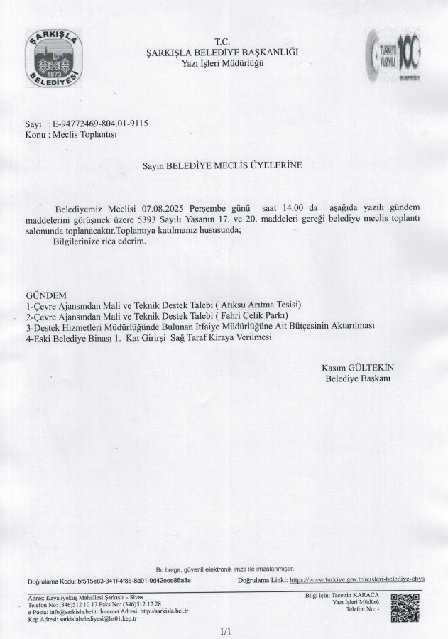 Ağustos Ayı Meclis Toplantısı
